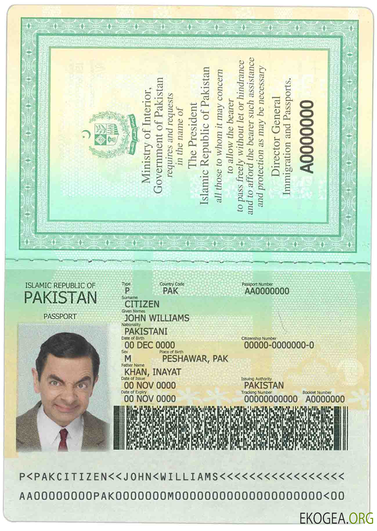 Passeport pakistanais template Passeport pakistanais template